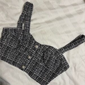 Forever 21 Black and White Tweed Crop Top
